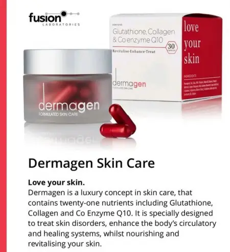 Skin Health. 

Dermagen delivering healthy lasting skin condition. 

Leaves sk