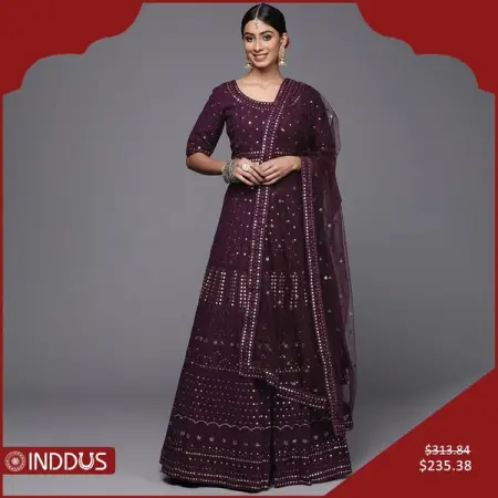 WWW.INDDUS.COM
235.37  Burgundy Embroidered Festive Lehenga Choli
Navratri S