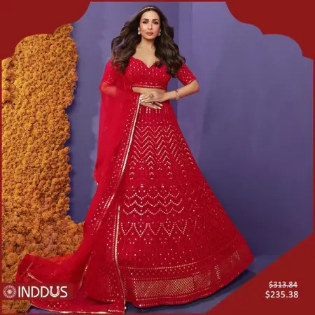 WWW.INDDUS.COM
235.37  Alluring Celebs Malaika Arora Style Lehenga Choli
Navratri Sale  Up