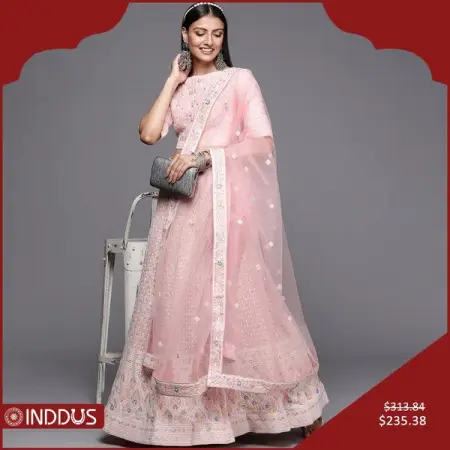 WWW.INDDUS.COM
353.84  Pink Embroidered Lehenga Choli with Dupatta
Navratri Sale  Upto