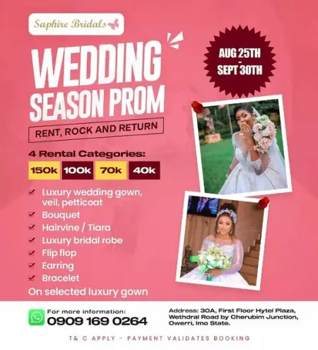 Full Bridal Rental Package 

Getting married within August 2022 and January 202