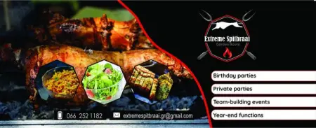 Exteme Spitbraai can turn any event into a delicious one. We cater for birthda