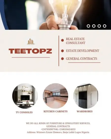 We are a call away now!!!
Kindly send us a dm today for your wood work
teetopzltd
fu