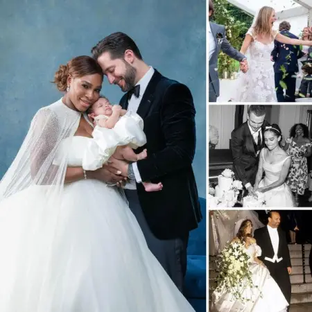 From elegant trains to high hemlines, a look back on iconic celebrity wedding