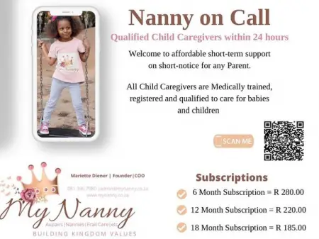 Nanny on Call the only short term solution on short notice!
Most suitable if your childre