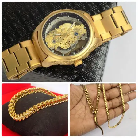 Lets Get it Started! Get Luxury Water Resistant Watch, 2 Necklaces With Pendant And han