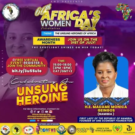 AFRICAS WOMEN DAY Awareness Month 60th ANNIVERSARY VIRTUAL CELEBRATION!! 


Today, the Spotl