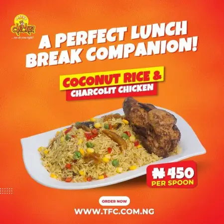 Our rich and flavorful Coconut Rice paired with our smoked-juicy Charcolit Chicken