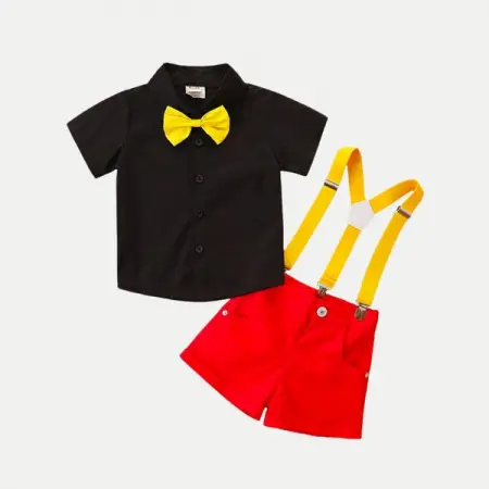 MOMORII.COM
Red Shorts with Suspender Outfit
Complete your little boys outfit with these red