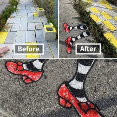 Showcasing Tom Bobs amazing street art that turns everyday objects into