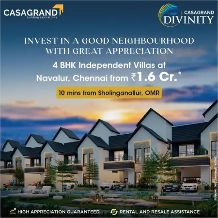 Live the lifestyle of your dreams! 4 BHK Independent Villas at Casagrand Divinity, Navalur,