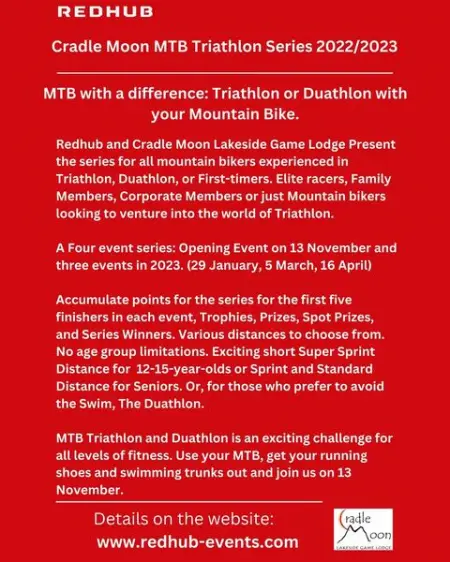 redhubevents will launch a MTB TriathlonDuathlon series on 13 November. If you are an MTB 