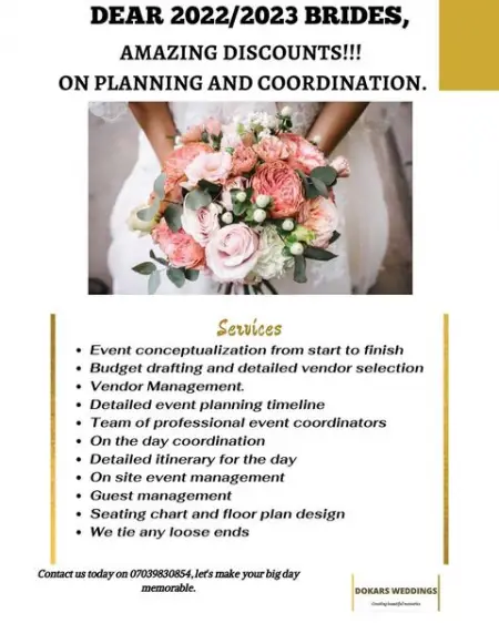 DISCOUNT BELLS ON WEDDING PLANNING AND ON-THE-DAY COORDINATION FOR OUR 20222023 BRIDES 

Do