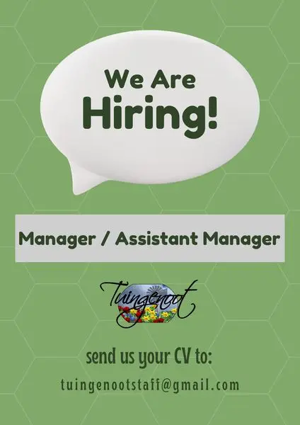 WE ARE HIRING 

Tuingenoot is looking for a Nursery Manager and Landscaper to join our