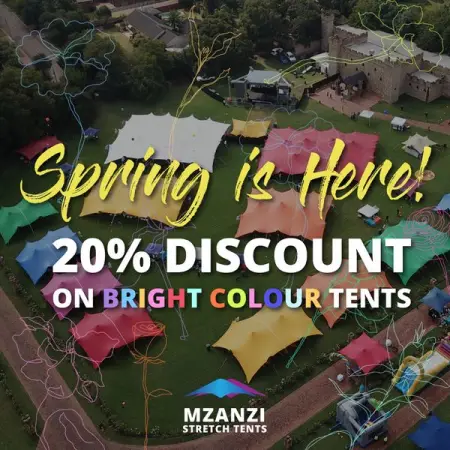 SPRING SPECIAL
Book any of our BRIGHT COLOURED tents this spring and get a 20 discoun
