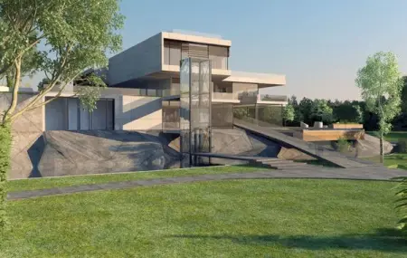 Another view showing the landscape integration and total connection between the inside and