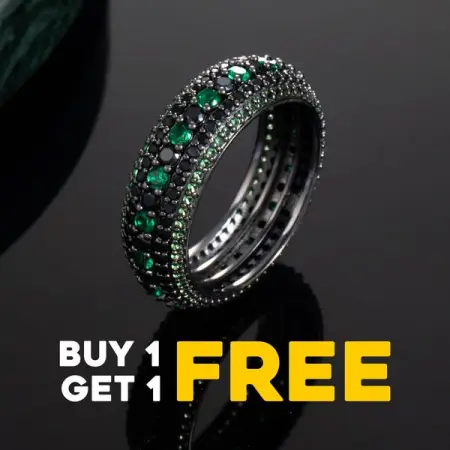 Helloice Micro Pave Emerald  Black Stones Band
66.99 Buy 1 get 1 free with c