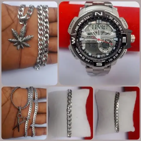 Multifunctional Water resistant watch  2neck chains  2handchains  2pend