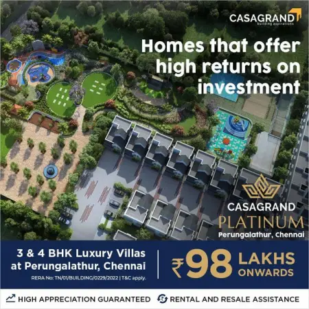 Casagrand 100 Hours Super Saving Promise  Save up to 1 Lakh.
A Beautifully craft