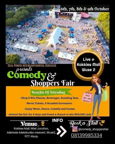 Heyy guys  An amazing experience awaits you comedy_shoppersfair holding