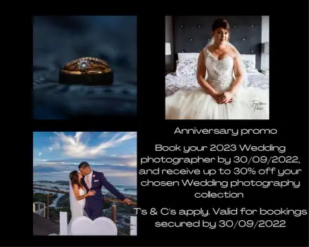 Book your 2023 Wedding photographer by 30092022, and get up to 30 off 