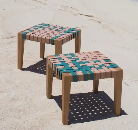 With both French midcentury and Egyptian pharaonic inspirations, the Tabby stool fea