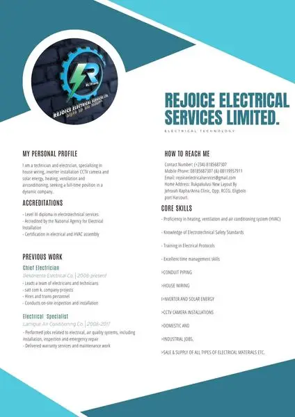 I am a technician and electrician, specializing in house wiring, inverter in