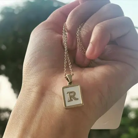 Stainless steel 18k gold plated alphabet necklaces now in stock, R140 only. Dm