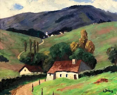 Basque Landscape c. 1939-1945  Louis Dewis 1872-1946, Belgian Post-Impressionist  Orlando 