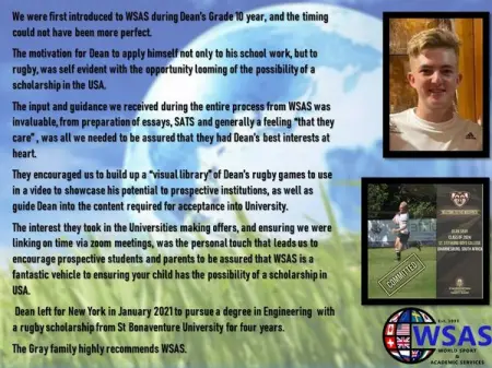 Apply to study internationally on a scholarship by applying at wsas.co.za
WSAS