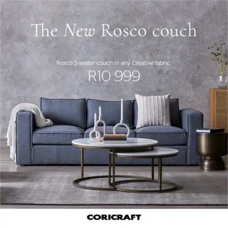 NEW DESIGN! Once in leather, now in fabric  the Rosco couch is carefully handcraf
