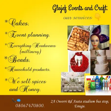 For trainings and bookings 08067470800.
Glojef Events  Craft
Our specialitie