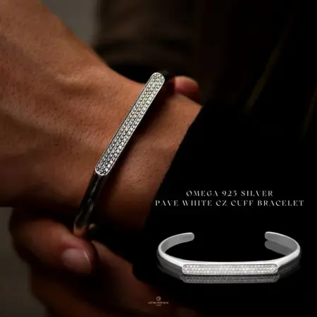 AZURO-REPUBLIC.COM
OMEGA 925 SILVER PAVE WHITE CZ CUFF BRACELET
Azuro 
