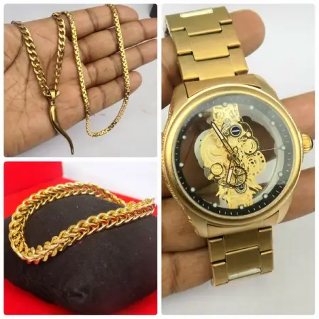Lets Get it Started! Get Luxury Water Resistant Watch, 2 Necklaces With Pendant And hand 