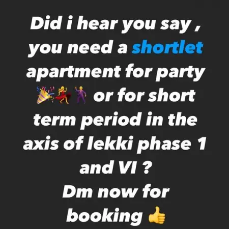 1-3 bedroom flat for short let purpose

24hrs security and power
Dedicat