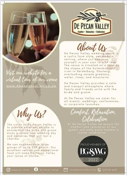 Choose De Pecan Valley to start your happily ever after.
wedding heidelberg confer