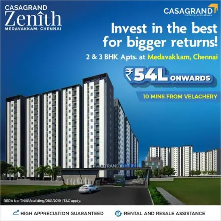 Come home to a residential masterpiece at Casagrand Zenith, Medavakkam,