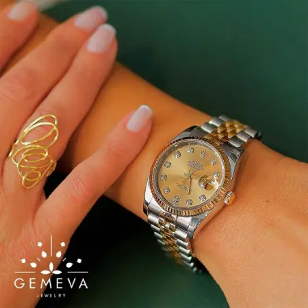 Pre-loved Rolex Lady-Datejust 36  Oystersteel  gold watch with diamonds an