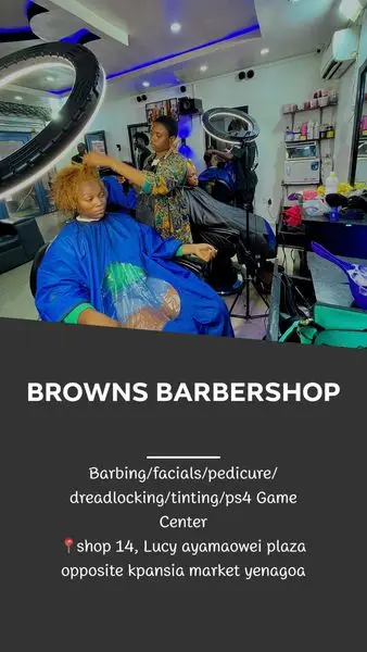 SOLO.TO
BROWNS BARBERSHOP
Shop 14, Lucy ayamaowei plaza opp kpansia market yena