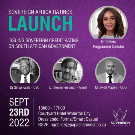 Join the launch of Sovereign Africa Ratings Pty Ltd and the issuing of its first credit