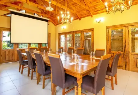 A conference room with tranquil surroundings that inspire creativity and connection. S