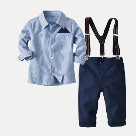 MOMORII.COM
Blue Striped Boy Suspender Outfit
This adorable blue striped boy suspender 