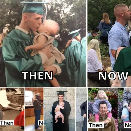 Theres a trend on the internet for people to recreate photos from their chil