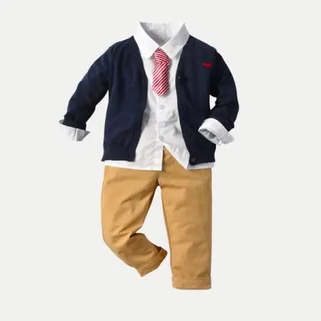 MOMORII.COM
Knitted Sweater Boy Outfit
Knitted sweater in navy blue color, this cardiga