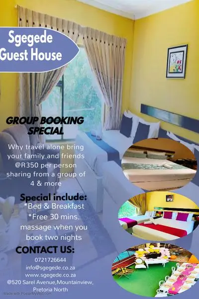 Bed and breakfast
Conference rooms
Events venue
Catering
Shuttle services
Day Spa
SGE