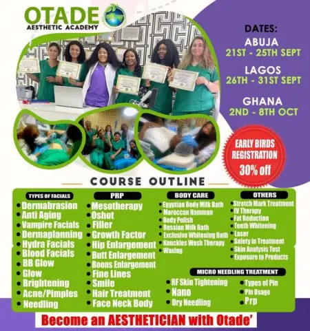 Become a certified Aesthetician with Otade
otadeaestheticacademy
Send in dm to 