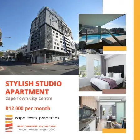 STYLISH STUDIO APARTMENT IN THE HEART OF CAPE TOWN
Web Ref RL262

This 37sqm studio apartme