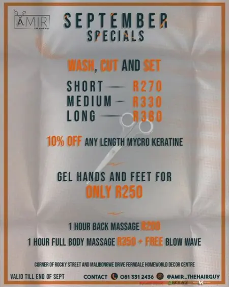 Dont miss out ! Valid till end September! 

Bookings contact 081 331 2436

Corner Rocky s