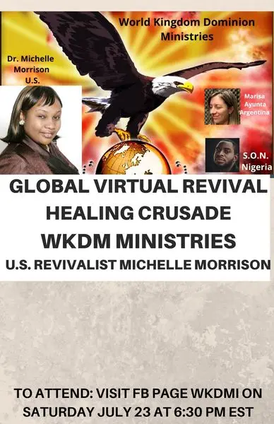 SAT, 17 SEP 2022
Virtual Global Healing Revival Crusade
worldwide
Virtual Global He