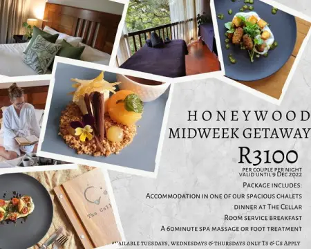 The Honeywood Getaway Package available at a midweek special rate!
Accommodation in on